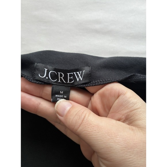 J.Crew asymmetrical Neck Long Sleeve Top Sz M Black Minimalist Neutral Goth - Picture 4 of 7